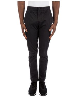 Stone Island Compass-Patch Straight-Leg Trousers - Black