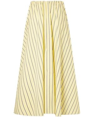 STAUD Milano Striped Cotton-Blend Maxi Skirt - Yellow