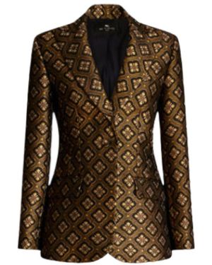 Etro Long Sleeved Suit Jacket - Brown