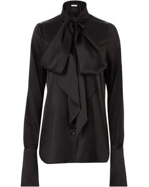 Nina Ricci Satin Lavaliere Shirt - Black