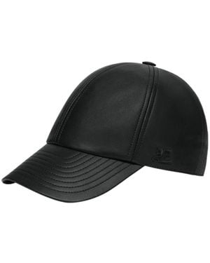 Courreges Ac Leather Cap - Black
