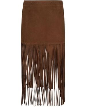 Ermanno Scervino Ermanno Firenze Fringed Midi Skirt - Brown