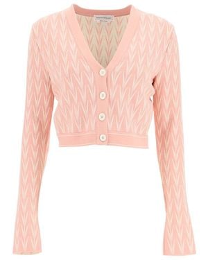McQueen Abstract Pattern Knitted Short Cardigan - Pink