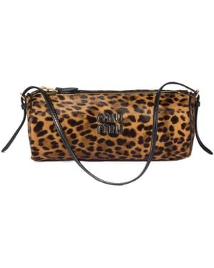 Miu Miu Printed Leather Pouch - Brown