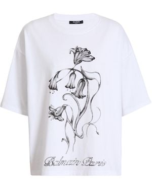 Balmain Printed Flower T-Shirt - White