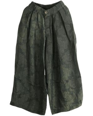 Uma Wang High-Waisted Wide-Leg Casual Trousers - Green