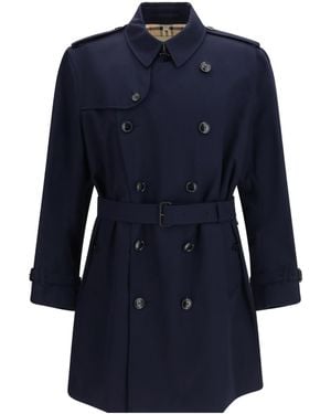 Burberry Double-Breasted Belted Trench Coat - Blue