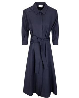P.A.R.O.S.H. Collared Belted Dress - Blue