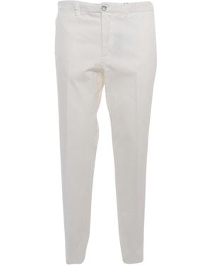 Peserico White Cotton Casual Trousers - Grey