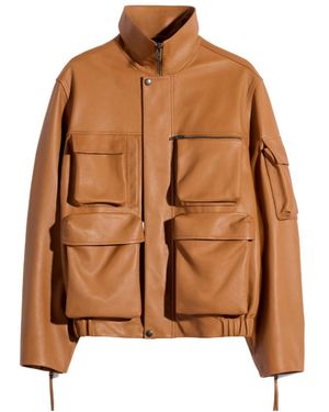Lemaire Multipocket Leather Jacket - Brown