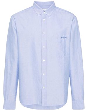 Isabel Marant Jasolo Logo-Embroidered Buttoned Shirt - Blue