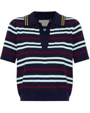 The Upside Archie Striped Polo Top - Blue