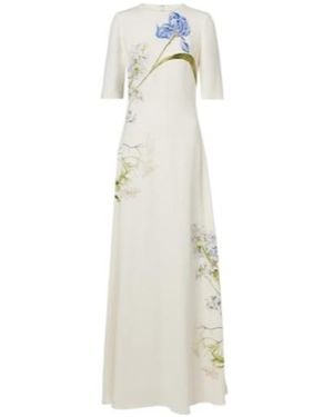 Monique Lhuillier Floral Gown - White