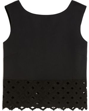 Max Mara Broderie-Anglaise Scalloped-Hem Top - Black