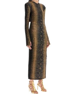 Norma Kamali Snake Print Long-Sleeve Dress - Multicolour