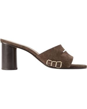 JW Anderson Loafer Whipstitched Suede Mules - Brown