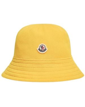 Moncler Logo Patch Bucket Hat - Yellow