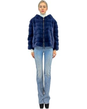 Liska Hooded Fur - Blue