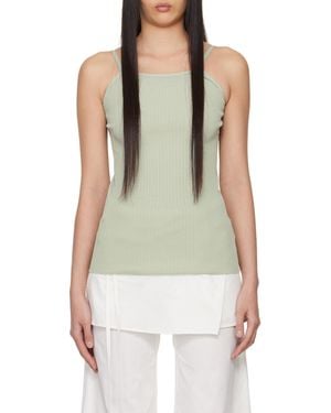 Low Classic Halterneck Ribbed Tank Top - Green