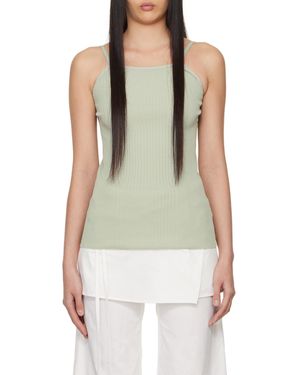 Low Classic Halterneck Ribbed Tank Top - Green