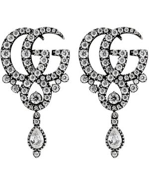 Gucci Gg Marmont Crystal Earrings - White