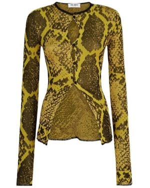 The Attico The Jacquard Crewneck Cardigan - Green