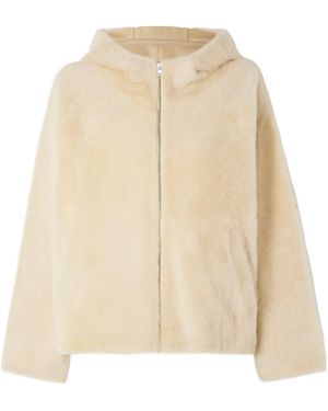 Yves Salomon Hooded Shearling Jacket - Natural
