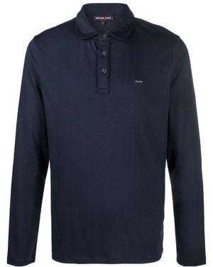 Michael Kors Logo Embroidered Sleeved Polo Shirt - Blue