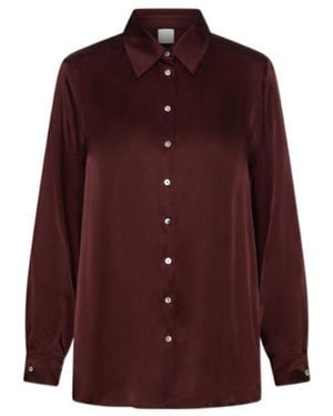 Marella Silk-Blend Satin Shirt - Purple