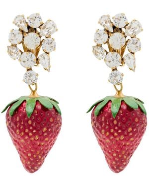 Saint Laurent Embellished Strawberry Earrings - Pink