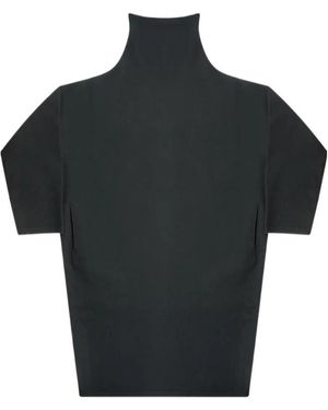 The Row Funnel-Neck Short-Sleeve Top - Black