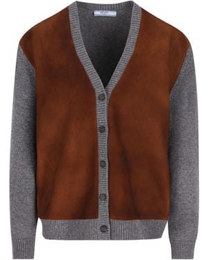Prada Panelled Button-Up Cardigan - Brown