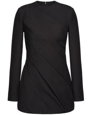 Valentino Draped Long-Sleeved Mini Dress - Black