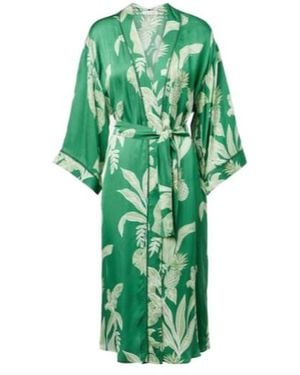 Poupette Erica Floral Satin Kaftan - Green