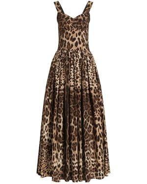 Dolce & Gabbana Leo-Print Poplin Dress - Natural