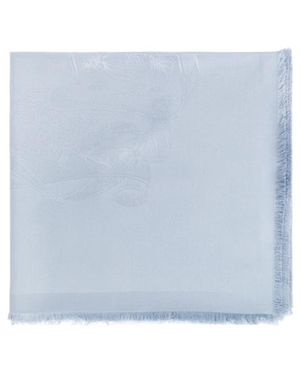 Ferragamo Ferragamo Pattern Jacquar Frayed-Edge Scarf - Blue