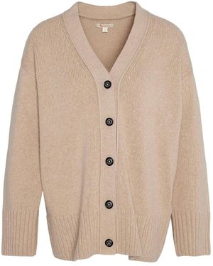 Barbour V-Neck Button-Up Cardigan - Natural