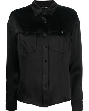 Tom Ford Western-Style Long-Sleeved Shirt - Black