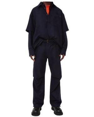 DARKPARK Belted Wide-Leg Trousers - Blue