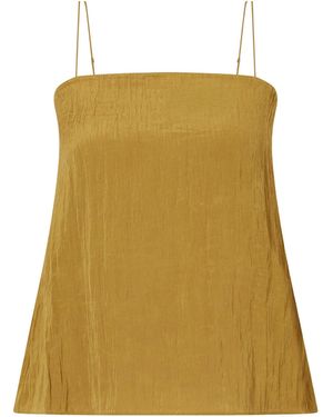Tibi Crinkle Charmeuse Tank - Green