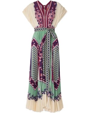 La DoubleJ V-Neck Floral Pleated Midi Dress - Multicolour