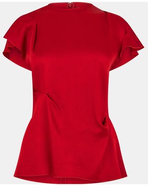 Victoria Beckham Satin Shortsleeve Top - Red