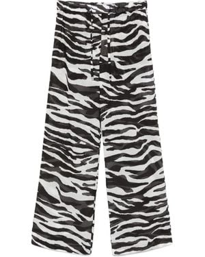 The Attico Zebra Print Long Trousers - White