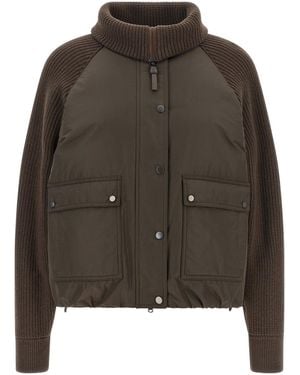 Brunello Cucinelli Padded Ribbed-Knit Jacket - Brown
