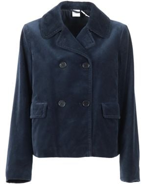 Aspesi Double-Breasted Velvet-Texture Jacket - Blue