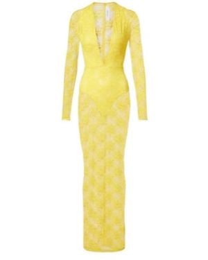 Alex Perry Sheer Lace Gown - Yellow