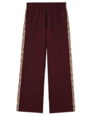 Burberry Checked-Band Wide-Leg Drawstring Pants - Purple