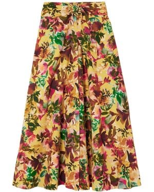 Saloni Minimalist Watercolour Floral Skirt - Multicolour