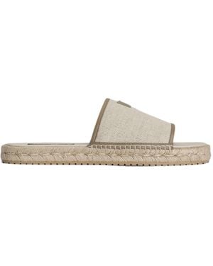 Dolce & Gabbana Logo Strap Slide Sandals - White