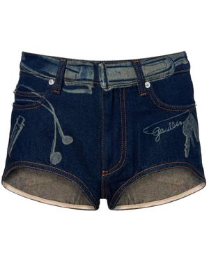 Jean Paul Gaultier Trompe-L'Œil Denim Shorts - Blue